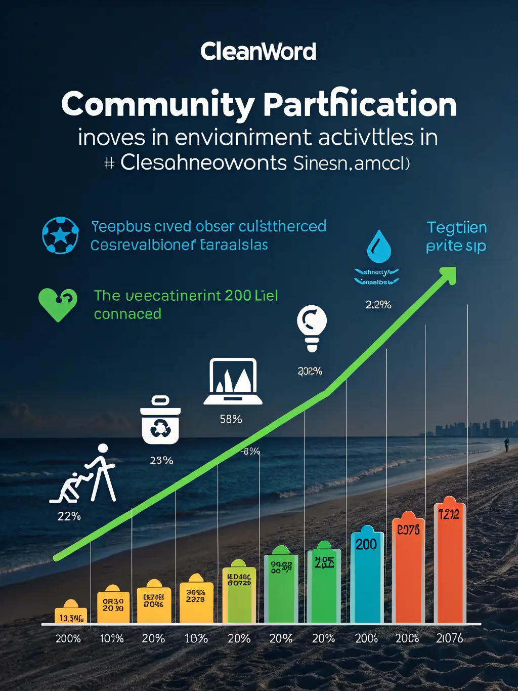 A graph illustrating the increase in community engagement and participation in RUBISCO's events over the past year, demonstrating the organization's growing impact. The graph is clean and easy to understand.