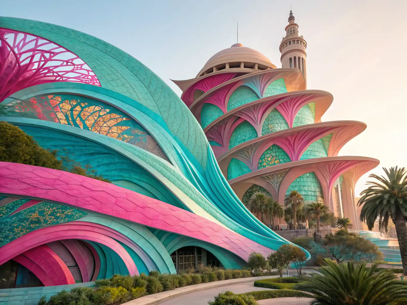A photograph of a collaborative art installation created by RUBISCO, blending artistic expression with scientific concepts.